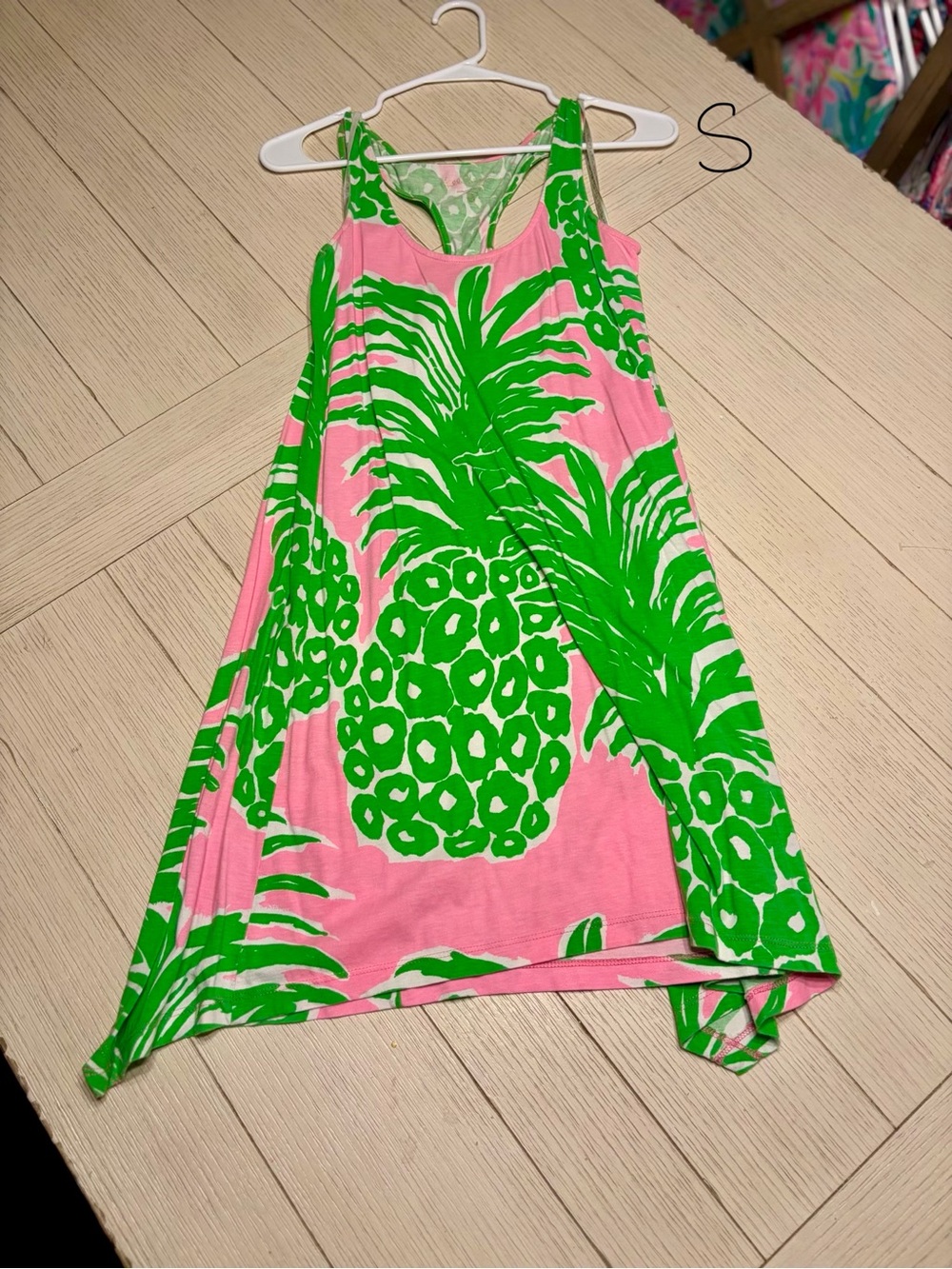 Lilly Pulitzer Pink & Bright Green Pineapple Asymmetrical Dress